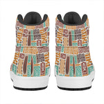 Tropical Tiki Pattern Print High Top Leather Sneakers