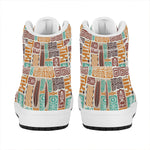 Tropical Tiki Pattern Print High Top Leather Sneakers