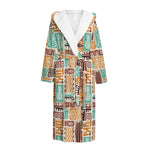 Tropical Tiki Pattern Print Hooded Bathrobe