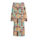 Tropical Tiki Pattern Print Hooded Bathrobe