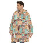 Tropical Tiki Pattern Print Hoodie Blanket