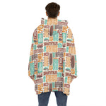 Tropical Tiki Pattern Print Hoodie Blanket