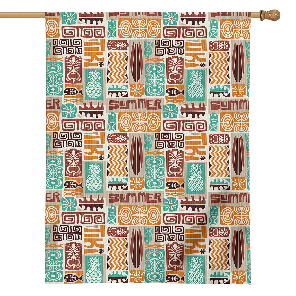 Tropical Tiki Pattern Print House Flag