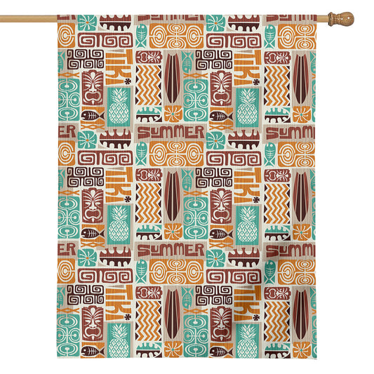 Tropical Tiki Pattern Print House Flag
