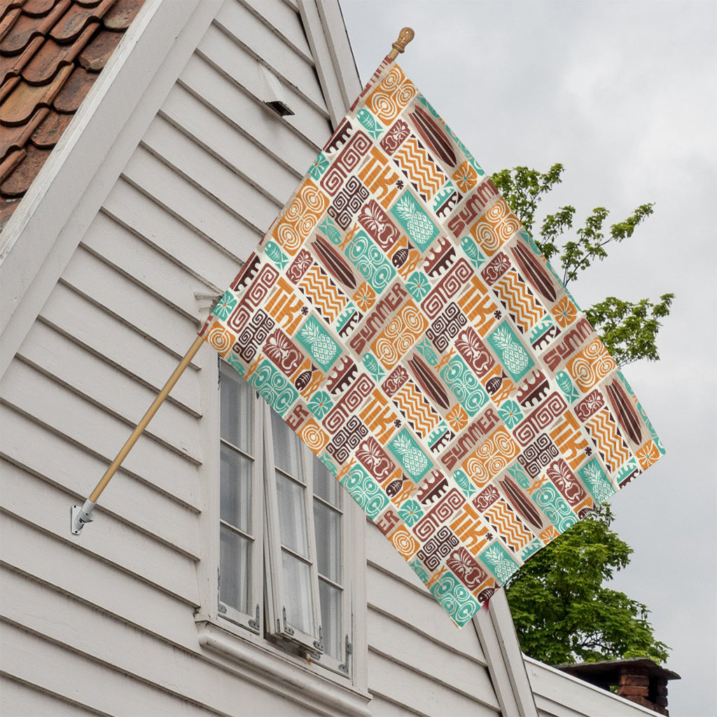 Tropical Tiki Pattern Print House Flag