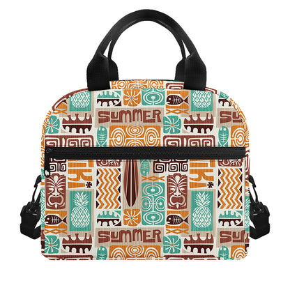 Tropical Tiki Pattern Print Insulated Lunch Bag