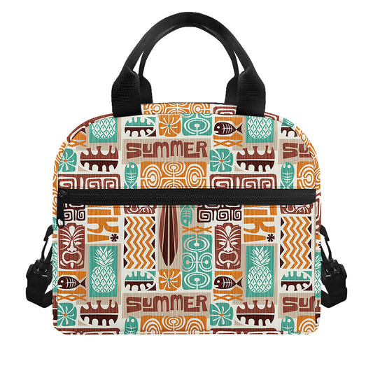 Tropical Tiki Pattern Print Insulated Lunch Bag