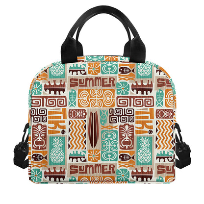 Tropical Tiki Pattern Print Insulated Lunch Bag