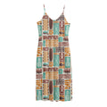 Tropical Tiki Pattern Print Jersey Midi Cami Dress