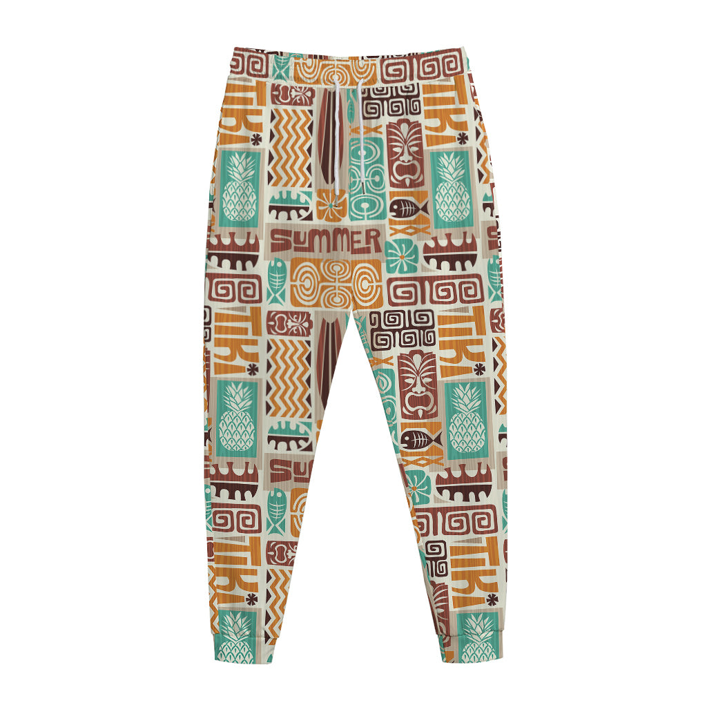 Tropical Tiki Pattern Print Jogger Pants