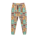Tropical Tiki Pattern Print Jogger Pants