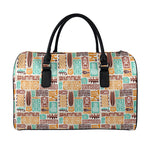 Tropical Tiki Pattern Print Leather Duffle Bag