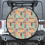 Tropical Tiki Pattern Print Leather Spare Tire Cover