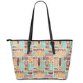 Tropical Tiki Pattern Print Leather Tote Bag With Zipper