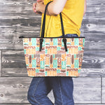 Tropical Tiki Pattern Print Leather Tote Bag