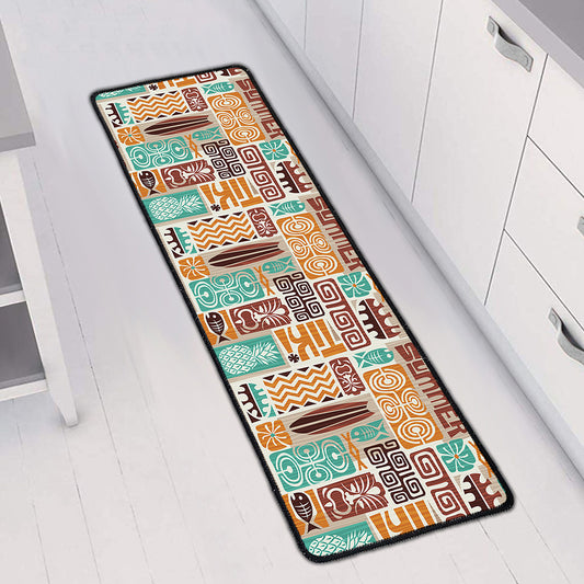 Tropical Tiki Pattern Print Long Kitchen Mat