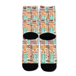 Tropical Tiki Pattern Print Long Socks