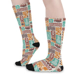 Tropical Tiki Pattern Print Long Socks
