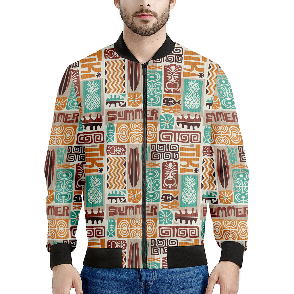 Tropical Tiki Pattern Print Men's Bomber Jacket