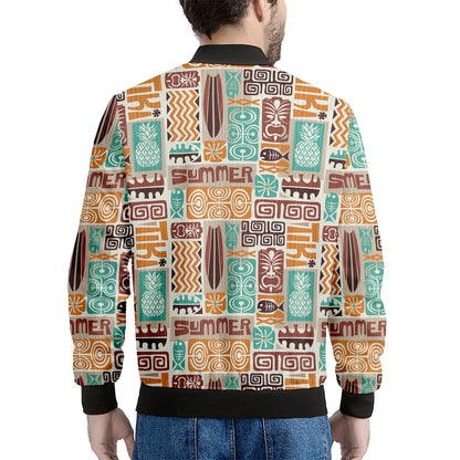 Tropical Tiki Pattern Print Men's Bomber Jacket