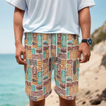 Tropical Tiki Pattern Print Men's Cargo Shorts