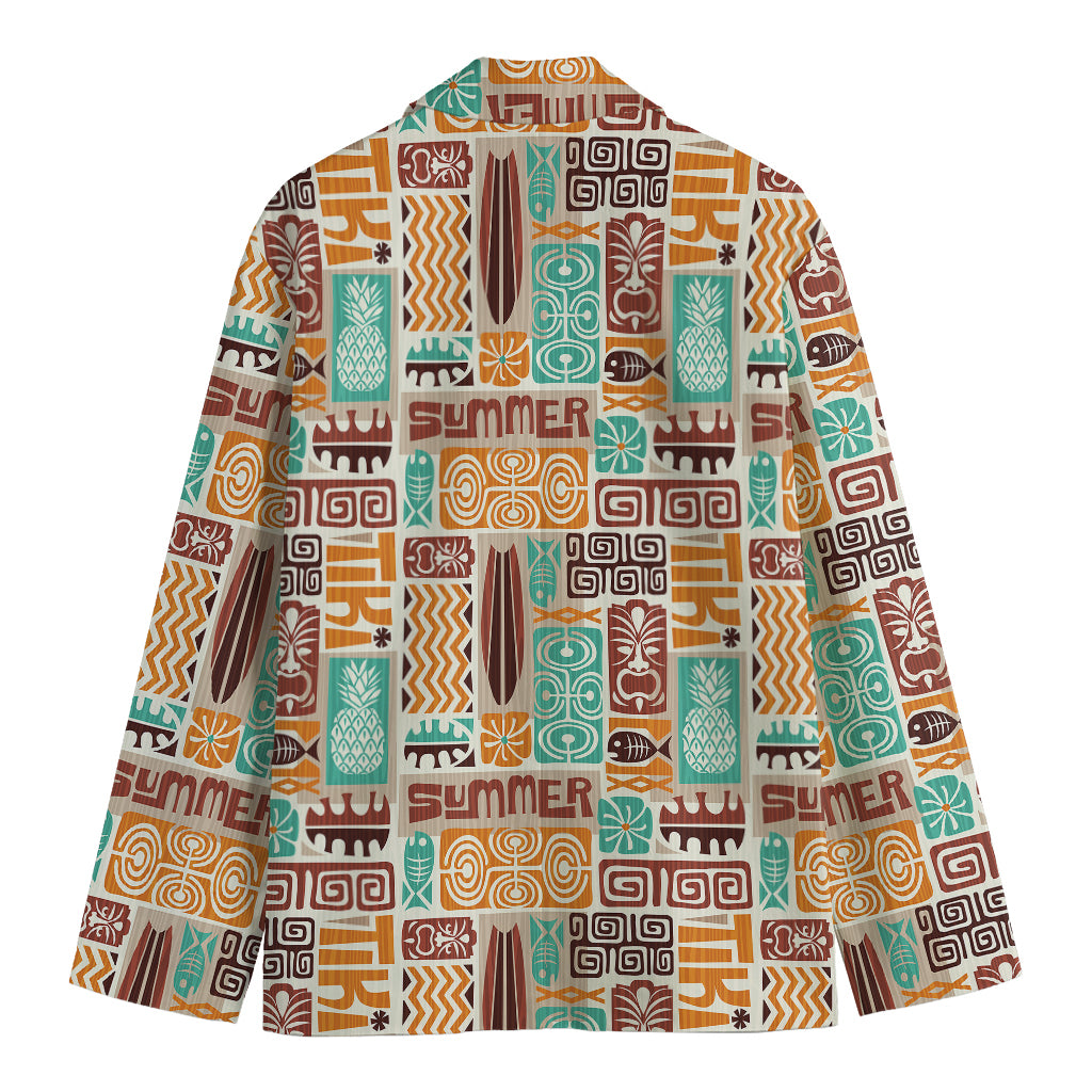 Tropical Tiki Pattern Print Men's Cotton Blazer
