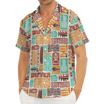 Tropical Tiki Pattern Print Men's Deep V-Neck Shirt