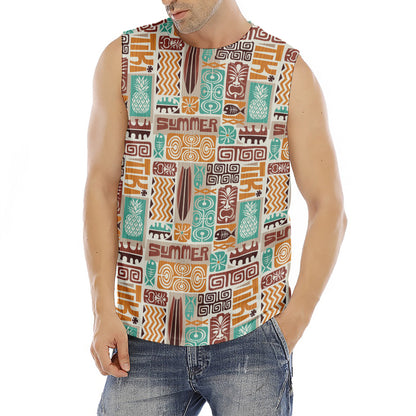 Tropical Tiki Pattern Print Men's Fitness Tank Top