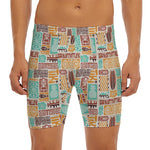 Tropical Tiki Pattern Print Men's Long Boxer Briefs