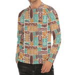 Tropical Tiki Pattern Print Men's Long Sleeve Rash Guard