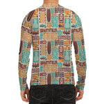 Tropical Tiki Pattern Print Men's Long Sleeve Rash Guard