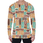 Tropical Tiki Pattern Print Men's Long Sleeve T-Shirt