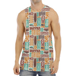 Tropical Tiki Pattern Print Men's Muscle Tank Top