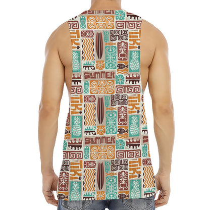 Tropical Tiki Pattern Print Men's Muscle Tank Top