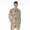 Tropical Tiki Pattern Print Men's Romper