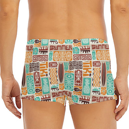 Tropical Tiki Pattern Print Men's Short Boxer Briefs
