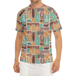 Tropical Tiki Pattern Print Men's Short Sleeve Rash Guard