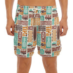 Tropical Tiki Pattern Print Men's Split Running Shorts