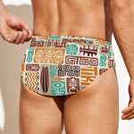 Tropical Tiki Pattern Print Men's Swim Briefs