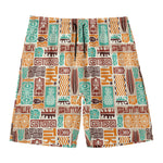 Tropical Tiki Pattern Print Men's Swim Trunks