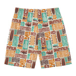 Tropical Tiki Pattern Print Men's Swim Trunks