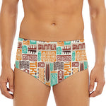 Tropical Tiki Pattern Print Men's Triangle Swim Briefs