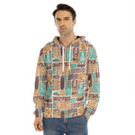 Tropical Tiki Pattern Print Men's Velvet Pullover Hoodie