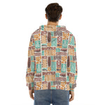 Tropical Tiki Pattern Print Men's Velvet Pullover Hoodie