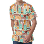 Tropical Tiki Pattern Print Men's Velvet T-Shirt