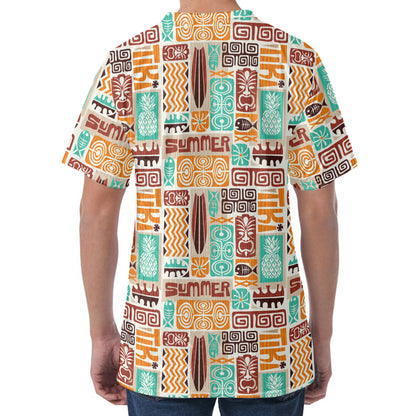 Tropical Tiki Pattern Print Men's Velvet T-Shirt