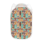 Tropical Tiki Pattern Print Mesh Laundry Hamper