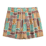 Tropical Tiki Pattern Print Mesh Shorts
