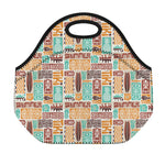 Tropical Tiki Pattern Print Neoprene Lunch Bag