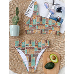 Tropical Tiki Pattern Print One Shoulder Bikini Top